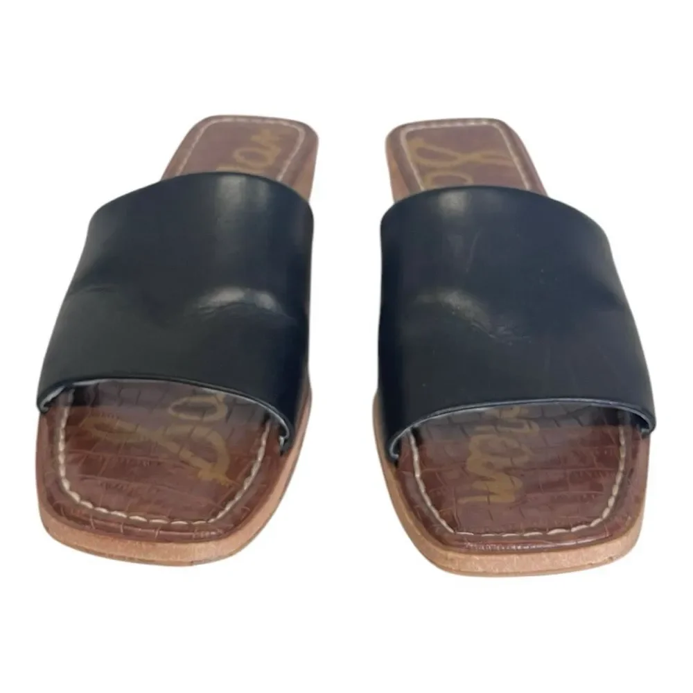 Sam Edelman |‎ Black Leather Valery Slip On Wedge Sandals 8.5